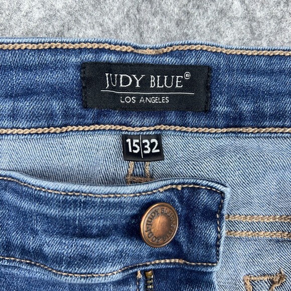 Judy Blue Jeans Womens 15 32‎ Skinny Fit Blue Distressed Raw Hem Stretch Denim - Picture 5 of 14